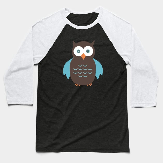 Brown & Blue Owl Baseball T-Shirt by adamzworld